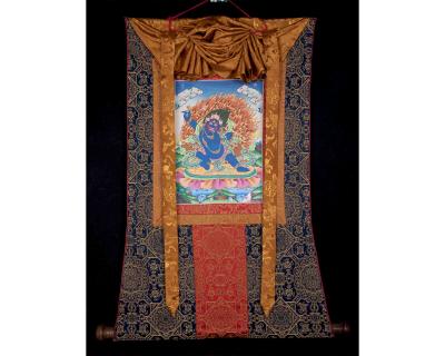 Original Hand Painted 10th Bhumi Bodhisattva Vajrapani With Brocade | Traditional Thangka Painting